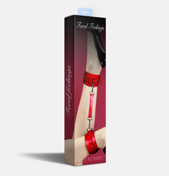 Поножи Feral Feelings – Ankle Restraints, натуральная кожа, red | Зображення 1
