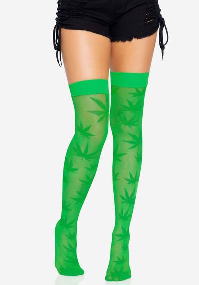 Панчохи з малюнком Leg Avenue 420 Net thigh highs Green | Зображення 3