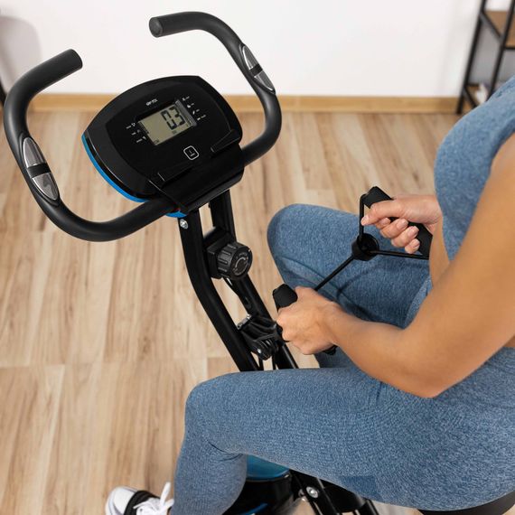 Велотренажер Gymtek FX600 магнітний складний з еспандерами синій | Зображення 7
