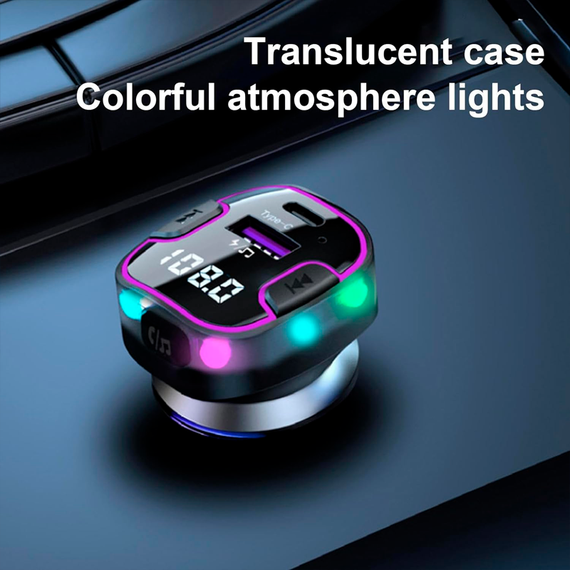 Автомобильный FM ФМ модулятор Terra С49, Bluetooth 5.0, трансмиттер, вольтметр, USB 3.1А, Type C | Зображення 4