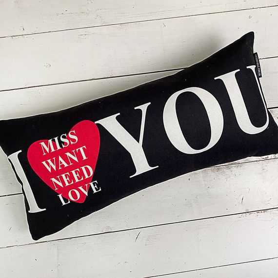 Подушка для дивана бархатная I miss want need love you 50x24 см (52BP_24L002) | Зображення 1