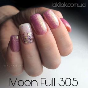Гель-лак Moon Full №305 світло-бузковий з золотистим шимером 8мл