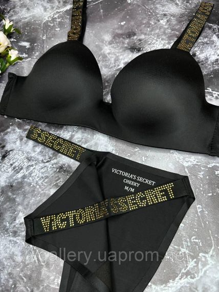 Комплект женского нижнего белья Victoria`s Secret (бюстгальтер + трусики) Черный