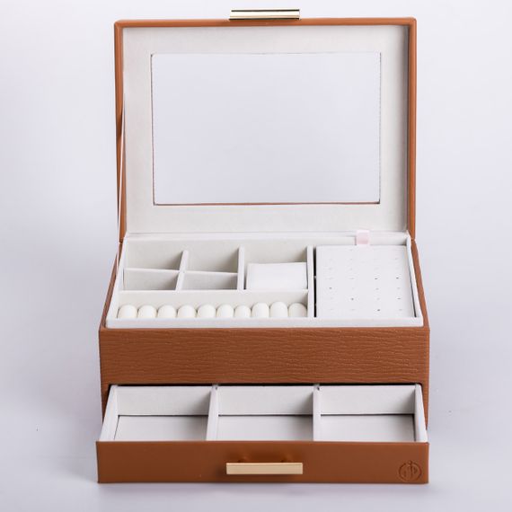 Скринька для прикрас з еко шкіри 2 яруси органайзер для ювелірних виробів | Зображення 3