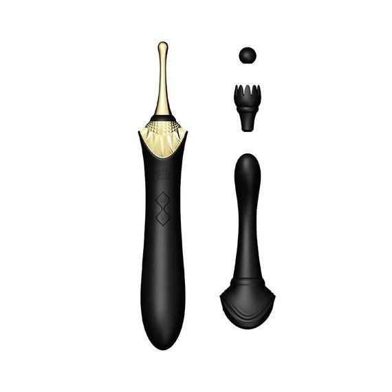 Мультифункціональний вібратор Zalo Bess Obsidian Black: 3-в-1 з насадками для G-точки, клітора та подвійної стимуляції | Зображення 1