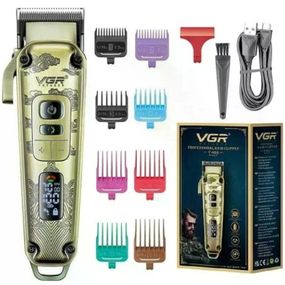 Машинка для стрижки VGR V-005 • Аккумуляторная машинка для волос и бороды VGR V-005 с LED-дисплеем, 4 скоростями и 8 насадками