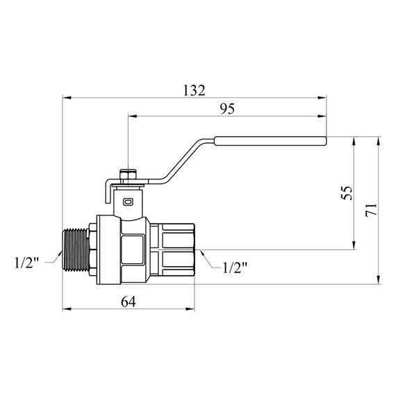 Кран кульовий Kroner 1/2" ВЗ PN40 ручка, нікельований (CV033214) | Зображення 1