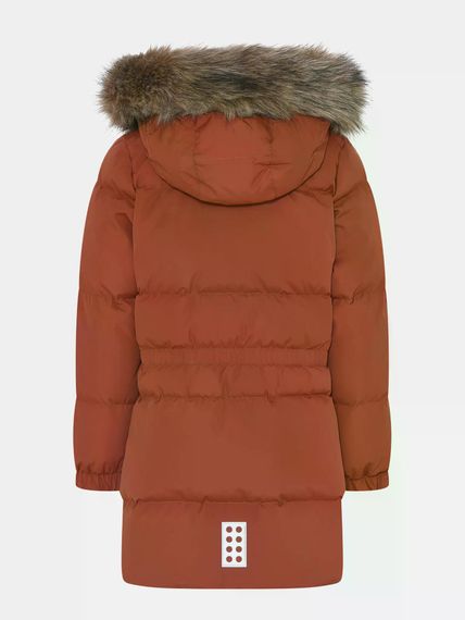 Дитяче зимове пухове пальто для дівчинки Lego Wear 104 см Коричневе (25090667) | Зображення 1