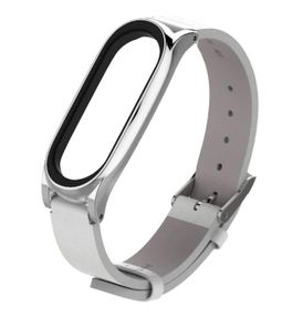 Шкіряний ремінець Primo Mijobs для фітнес-браслета Xiaomi Mi Band 5 - White&Silver