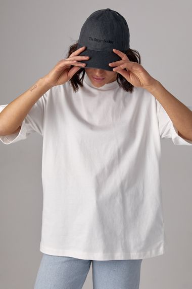 Базовая однотонная футболка oversize - молочный цвет, S (есть размеры) | Зображення 6