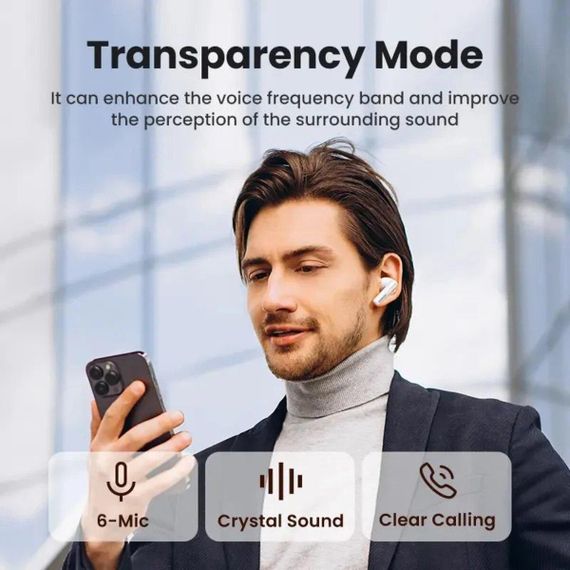 Бездротові навушники UGREEN WS200 HiTune T6 Hybrid Active Noise-Cancelling Earbuds(UGR-15158) | Зображення 5