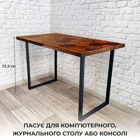 Стіл "Соти" із натурального ясеня та епоксидної смоли 118х58 см | Зображення 6