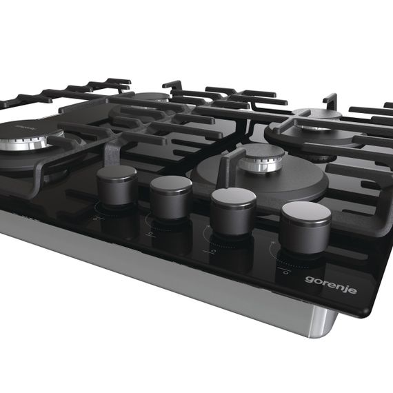 Варочная поверхность Gorenje GT642SYB/ газ на стекле / электроподжиг/ газконтроль/чугунная решетка/ черная (GT642SYB) | Зображення 4
