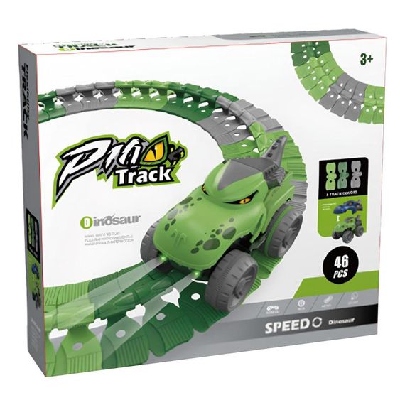 Інтерактивний трек з інерційною машинкою SHT 5510-8 Dino Trak (46pcs/1CAR) Green | Зображення 3