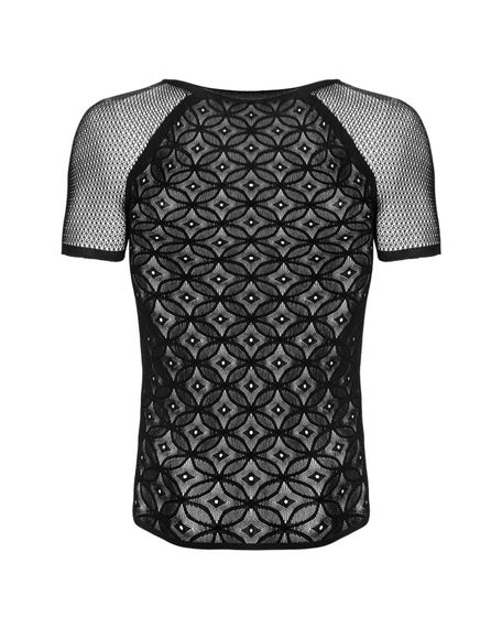 Чоловіча напівпрозора футболка з орнаментом Obsessive T102 T-shirt S/M/L, чорна | Зображення 4