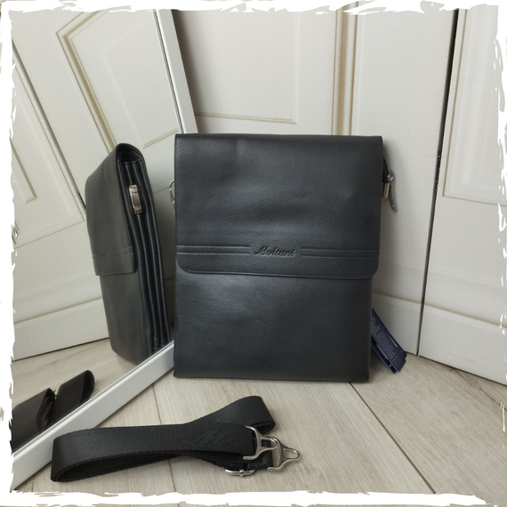 Сумка через плече чоловіча. Сумка чоловіча з якісної екошкіри. Сумка чорна чоловіча | Зображення 2