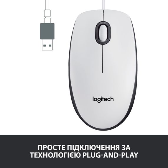 Мишка Logitech M100 USB White (910-006764) | Зображення 2