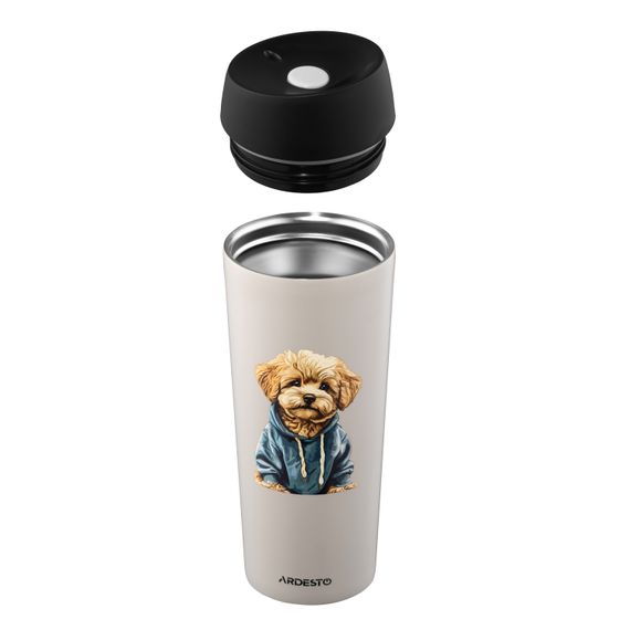 Термокухоль ARDESTO Coffee Time Maltipoo 450мл, нержавіюча сталь, бежевий (AR2645MP) | Зображення 4
