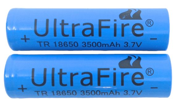 Акумулятор комплект 2 штуки 18650 3.7 V 3500 mAh реально біля 3000 mAh батарея літій-іонна Li-Ion UltraFire | Зображення 1