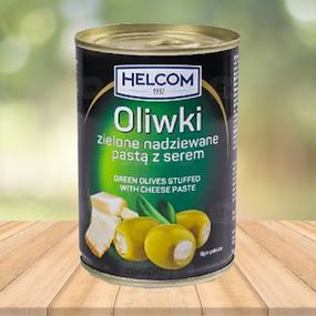 Оливки іспанські зелені фаршировані сиром Helcom, 280 г, ж/б, Польща