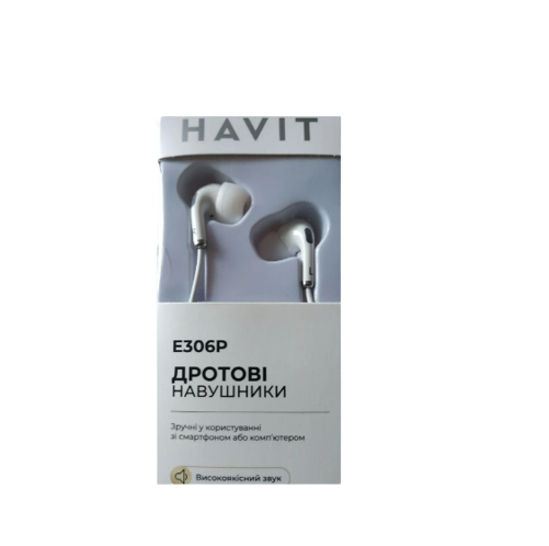 Навушники Havit HV-E306P з мікрофоном білий | Зображення 1