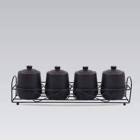 Набор для специй Maestro MR-20001-04CS Black 4 керамические баночки с подставкой