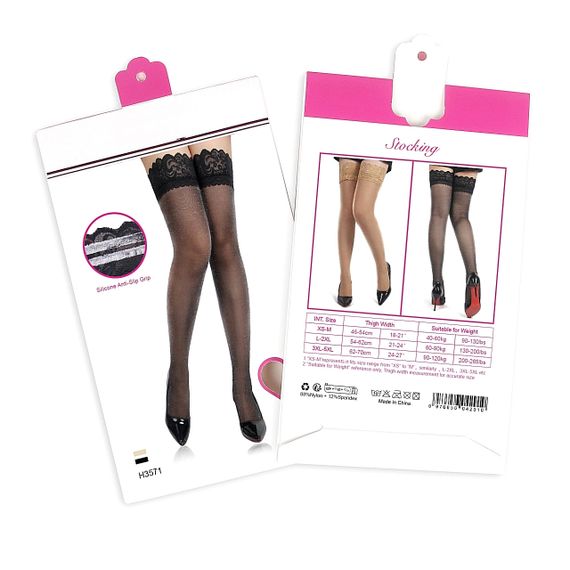 Панчохи з люрексом Star Night Lase Pearlescent на силіконовій стрічці, чорні, XS-M sexstyle | Зображення 7