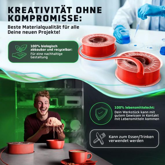 Червоний філамент Vision 3D® PLA 1кг, 1.75мм, для 3D-принтерів, екологічний матеріал, вдалий для моделювання | Зображення 5