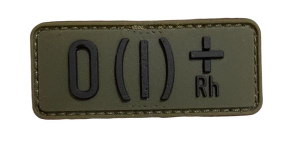 Шеврони  гумовий О ( I ) Rh + 10*3 см