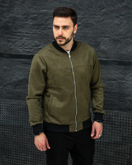 Бомбер замшевый хаки S M | Зображення 2