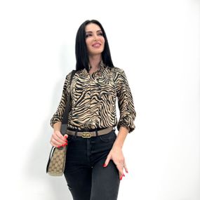 Женская стильная блуза с принтом GF04199 цвет капучино, размер 42/44