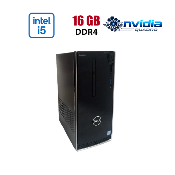 Ігровий ПК Dell Inspirion 3668 Tower / Intel Core i5-7600 (4 ядра по 3.5 - 4.1 GHz) / 16 GB DDR4 / 256 GB SSD / nVidia Quadro P2200, 5 GB GDDR5X, 160-bit / Wi-Fi+Bluetooth / DVD / Win 10 Home Lic б/в