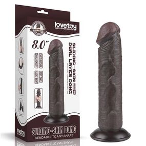 Фалоімітатор - Sliding-Skin Dual Layer Dong 8" Black #2