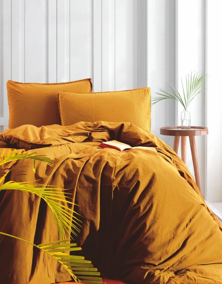 Комплект постільної білизни SoundSleep Stonewash Adriatic євро 200х220 см гірчиця (93288781)