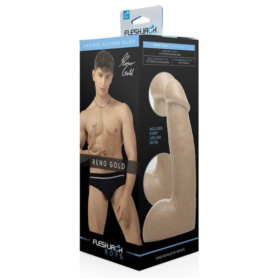Фалоімітатор Fleshjack Boys: Reno Gold Dildo, за зліпком пеніса порноактора Sex Aura | Зображення 6