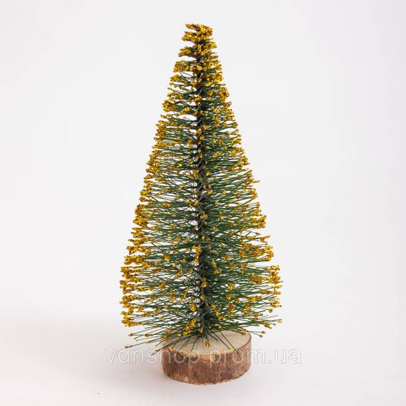 Новогодняя настольная елка золотая Стрела 25 см на деревянной подставке SOK-М-12-4 | Зображення 1