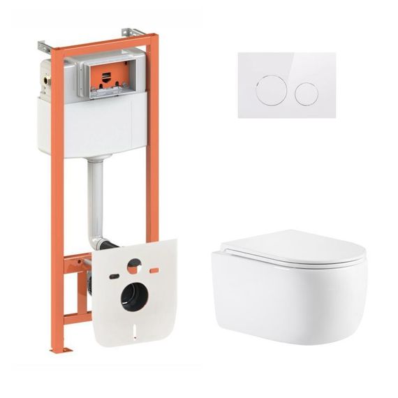 Готовое решение Qtap для ванной комнаты: подвесной унитаз Taurus Ultra Quiet 515×360×350 + комплект инсталляции Nest 4 в 1