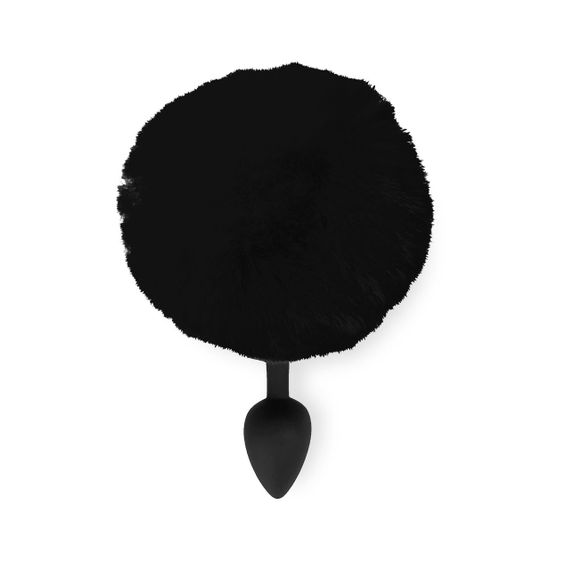 Силіконова анальна пробка М Art of Sex - Silicone Butt plug Rabbit Tail,Чорний | Зображення 1