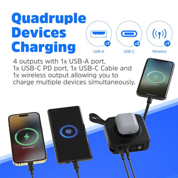 УМБ Energizer Magnetic Wireless 10000mAh 20W PD,AC зарядка,QI-15W, built-in USB-C,USB-А,USB-C In/Out | Зображення 8