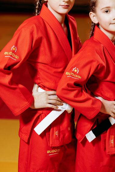 Червоне дитяче кімоно для дівчаток, джиу-джитсу, TM BUDOGI, зріст 130 см, щільність 350 гр/м.кв. | Зображення 7