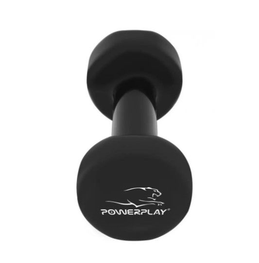 Гантелі вінілові PowerPlay 2 * 1,5 кг PP_4121 Чорні 2 шт + Гумка для фітнесу 7,5кг (PP_4121_2*1,5kg) | Зображення 1