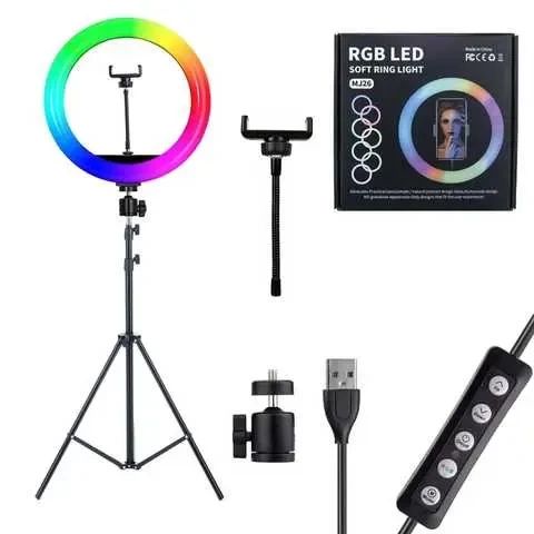 Кільцева лампа зі Штативом RGB 36 см, Світлодіодна LED лампа, Кільцеве світло, Різнобарвна лампа блогера | Зображення 7