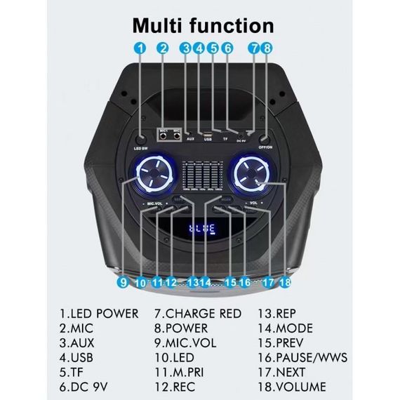 Портативна колонка валіза XPRO M2102 40Вт, USB, SD, FM радіо, Bluetooth, 1 мікрофон, ДК (41195-M2102) | Зображення 4