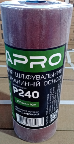Бумага шлифовальная P240 рулон 200мм*10м (тканевая основа) APRO