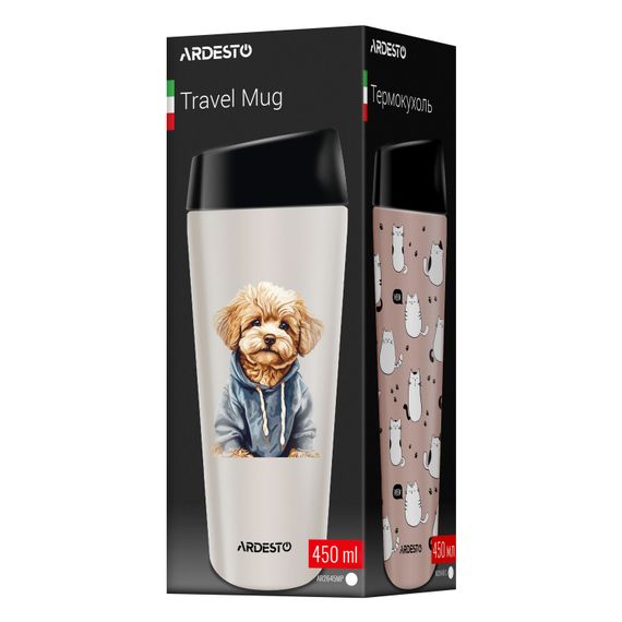 Термокухоль ARDESTO Coffee Time Maltipoo 450мл, нержавіюча сталь, бежевий (AR2645MP) | Зображення 5