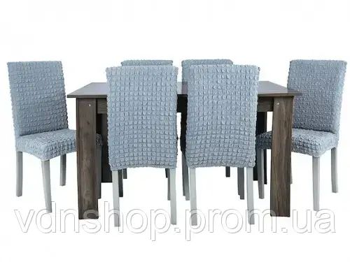 Комплект чехлов на стулья без оборки 6 штук (серый) | Зображення 3