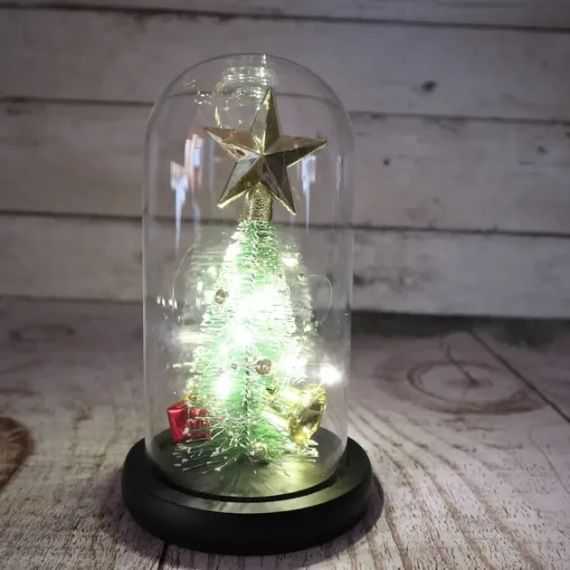 Ночник новогодняя елка в стеклянной колбе gold star | Зображення 4