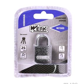 Замок навесной железный BC1325 25 мм Werk