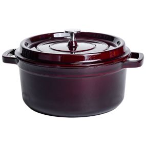 Кокотниця чавунна емальована 4,5 л, бургунді Yiwu HP-FLG-11 burgundy
