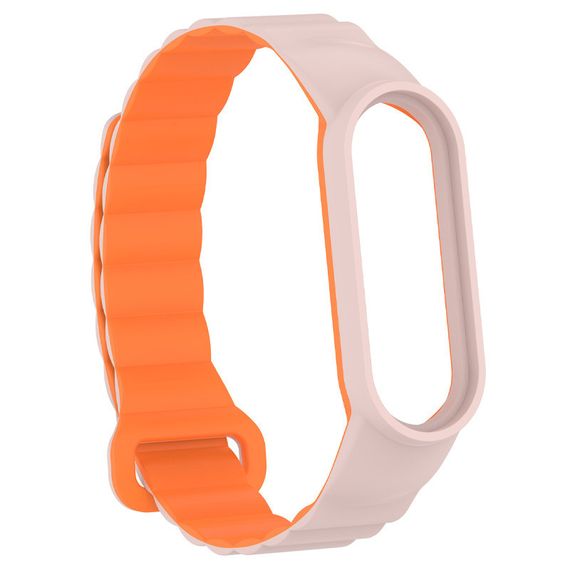 Ремешок Dual-color Magnetic для Xiaomi Mi Band 7/6/5/4/3 Light Pink / Orange | Зображення 2